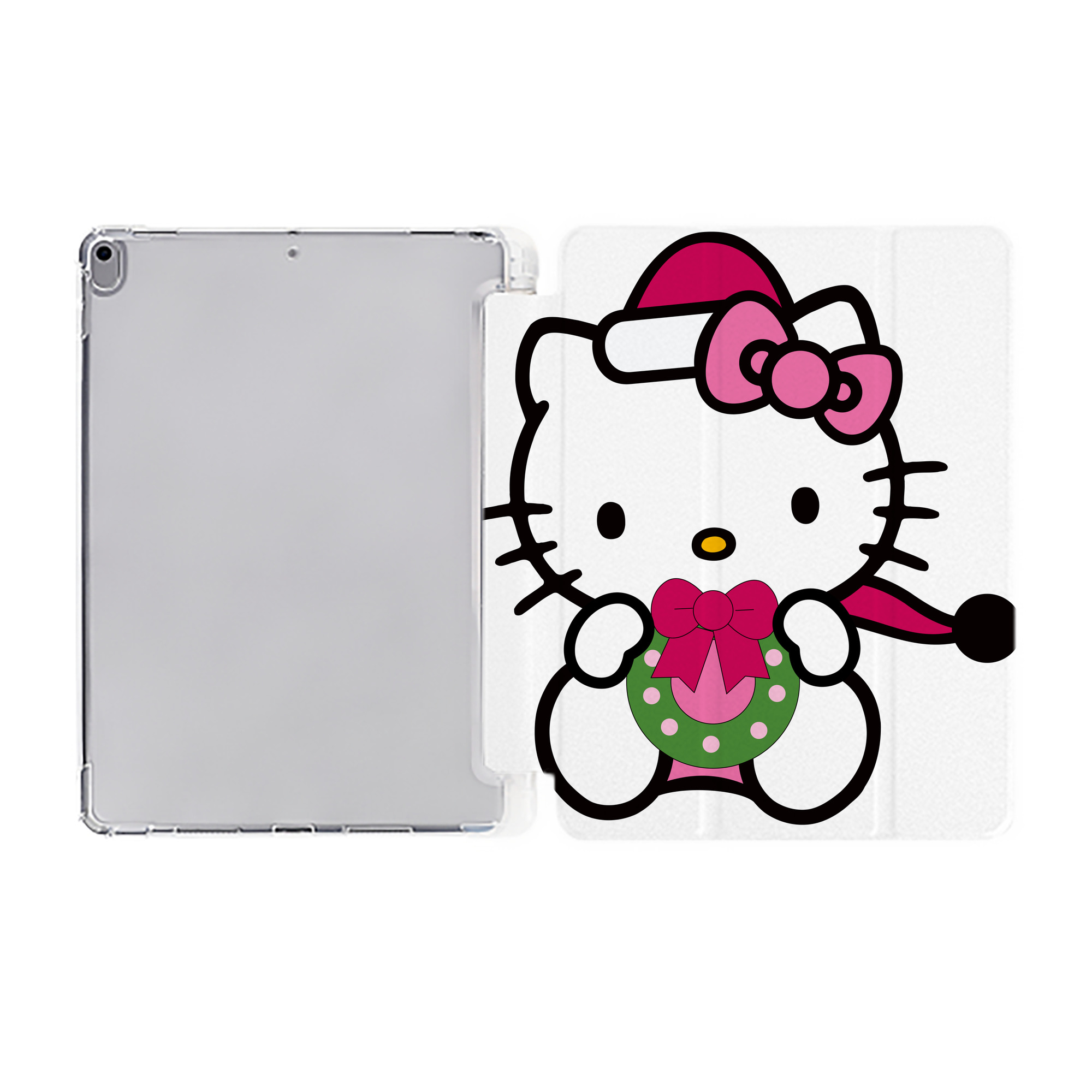 （画像用） Hello Kitty ハローキティ IPad ケース ペン収納付き 三つ折りスタンド PUレザー×シリコン 対応機種9.5/10.5/10.9インチ